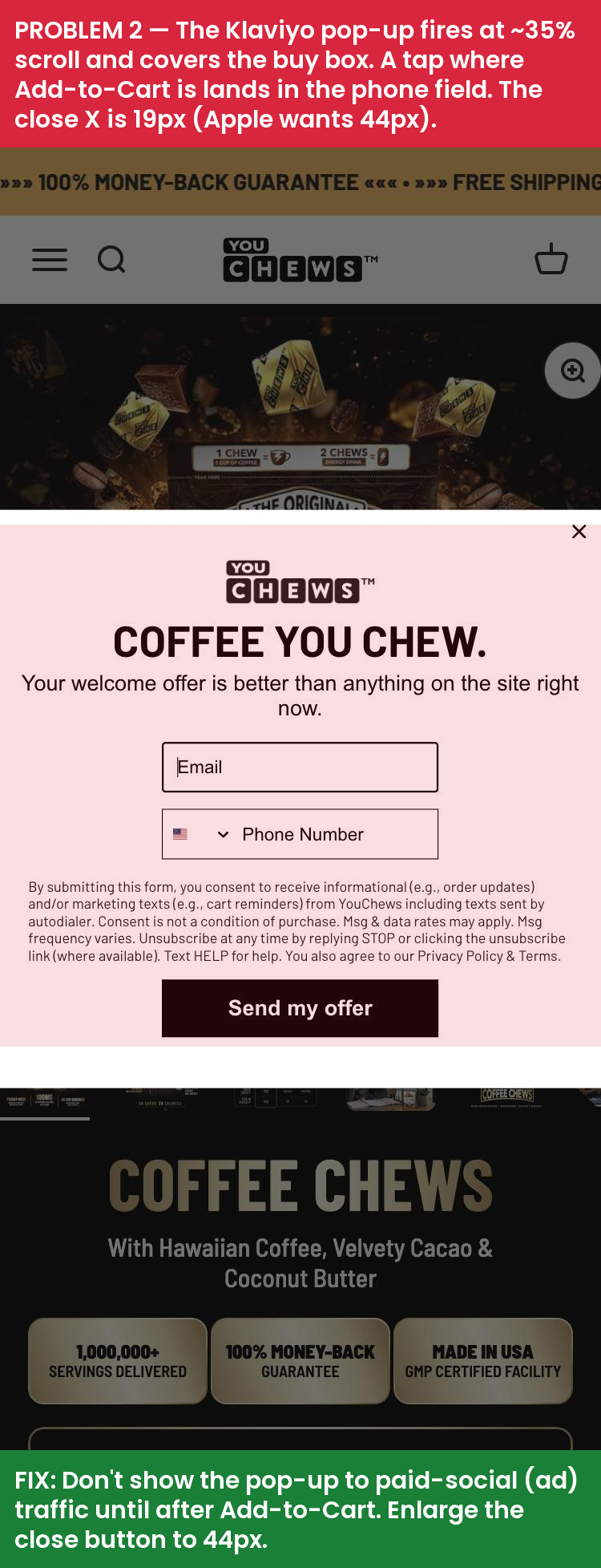 Problem 2: popup covers buy box
